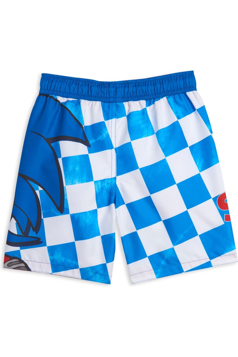 Sonic the Hedgehog Swimwear Swim Trunks, Alternate, color, Sonic Checker Blue