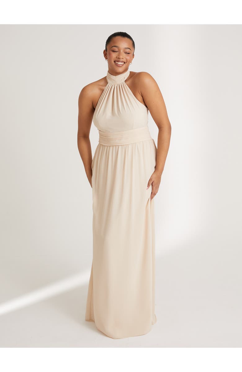 Six Stories Halter Neck Chiffon Bridesmaid Dress, Main, color, Cream
