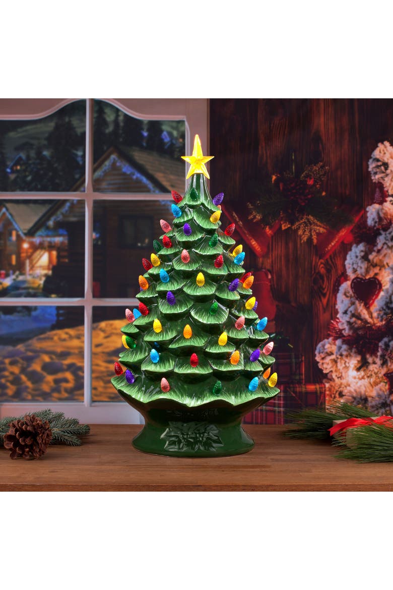 24 in. Nostalgic Ceramic Tree, Alternate, color, Green