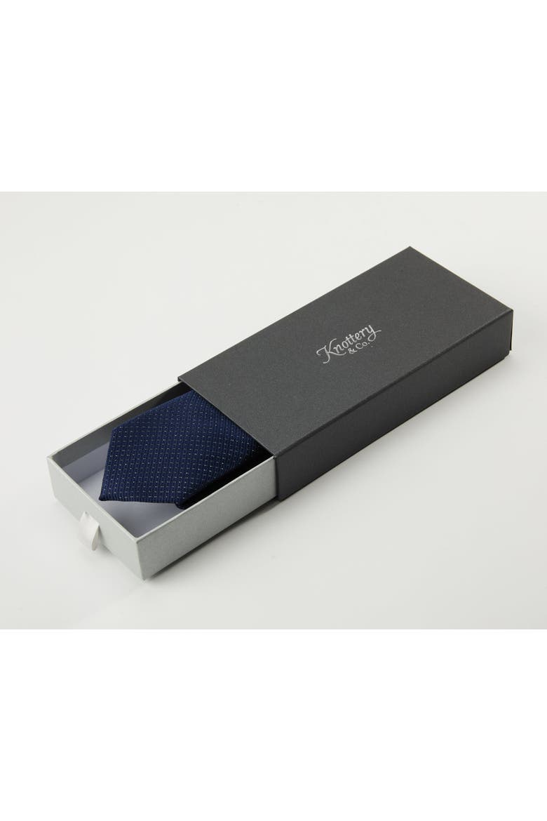 Grid Light Silk Jacquard Tie, Alternate, color, Navy