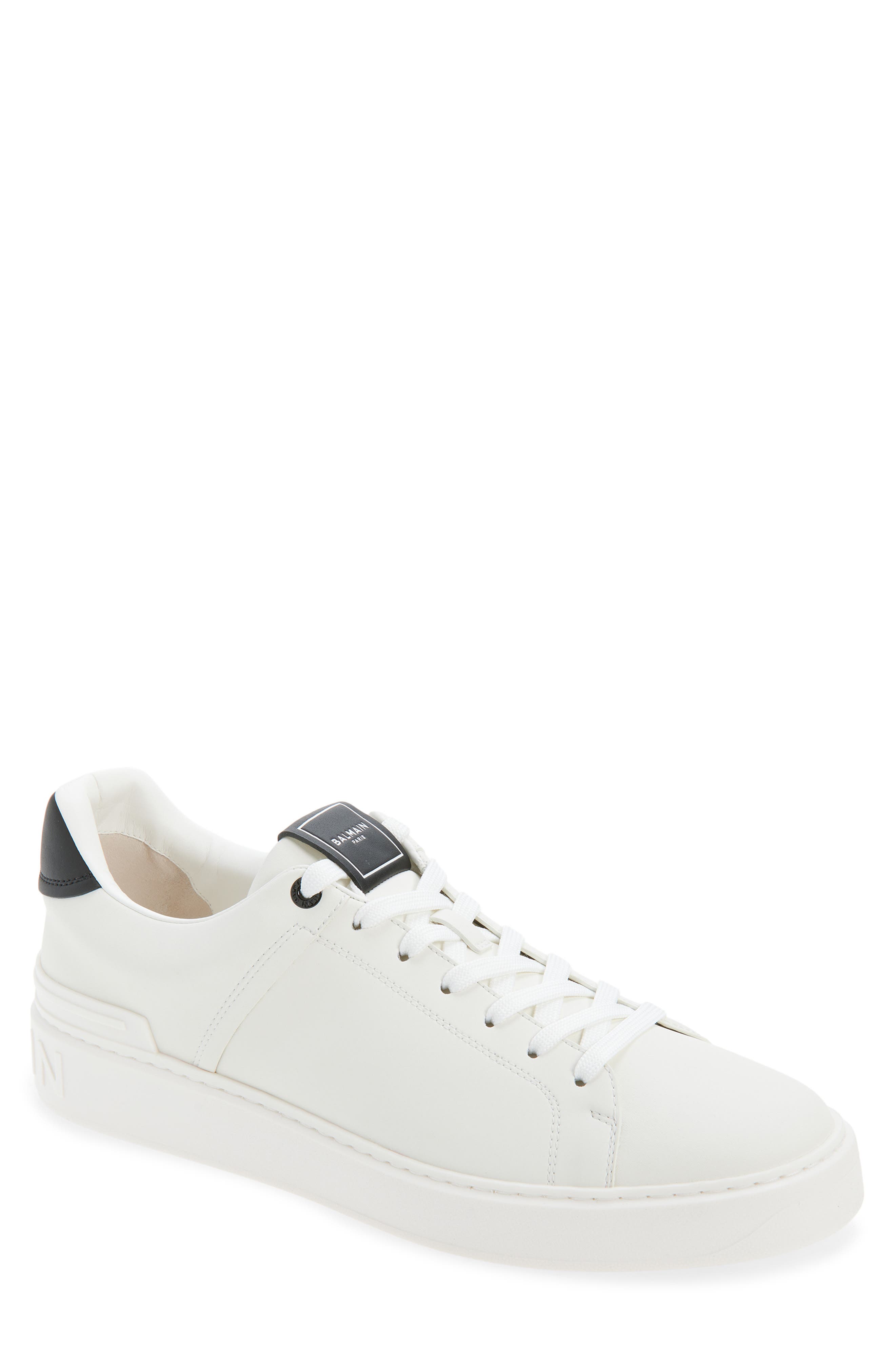 Balmain B-Court Trainer, Main, color, White/ Black