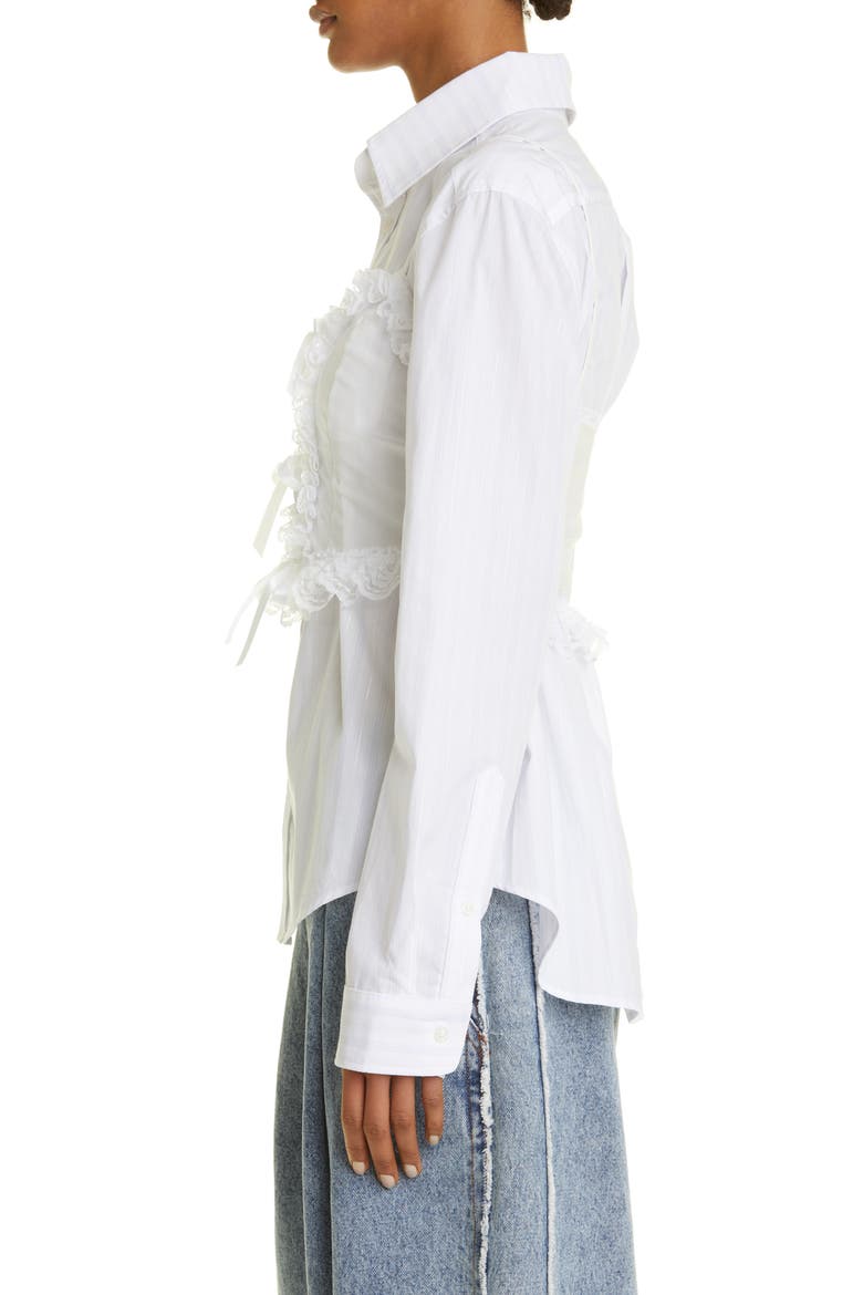 Lingerie Button-Up Shirt, Alternate, color, WHITE
