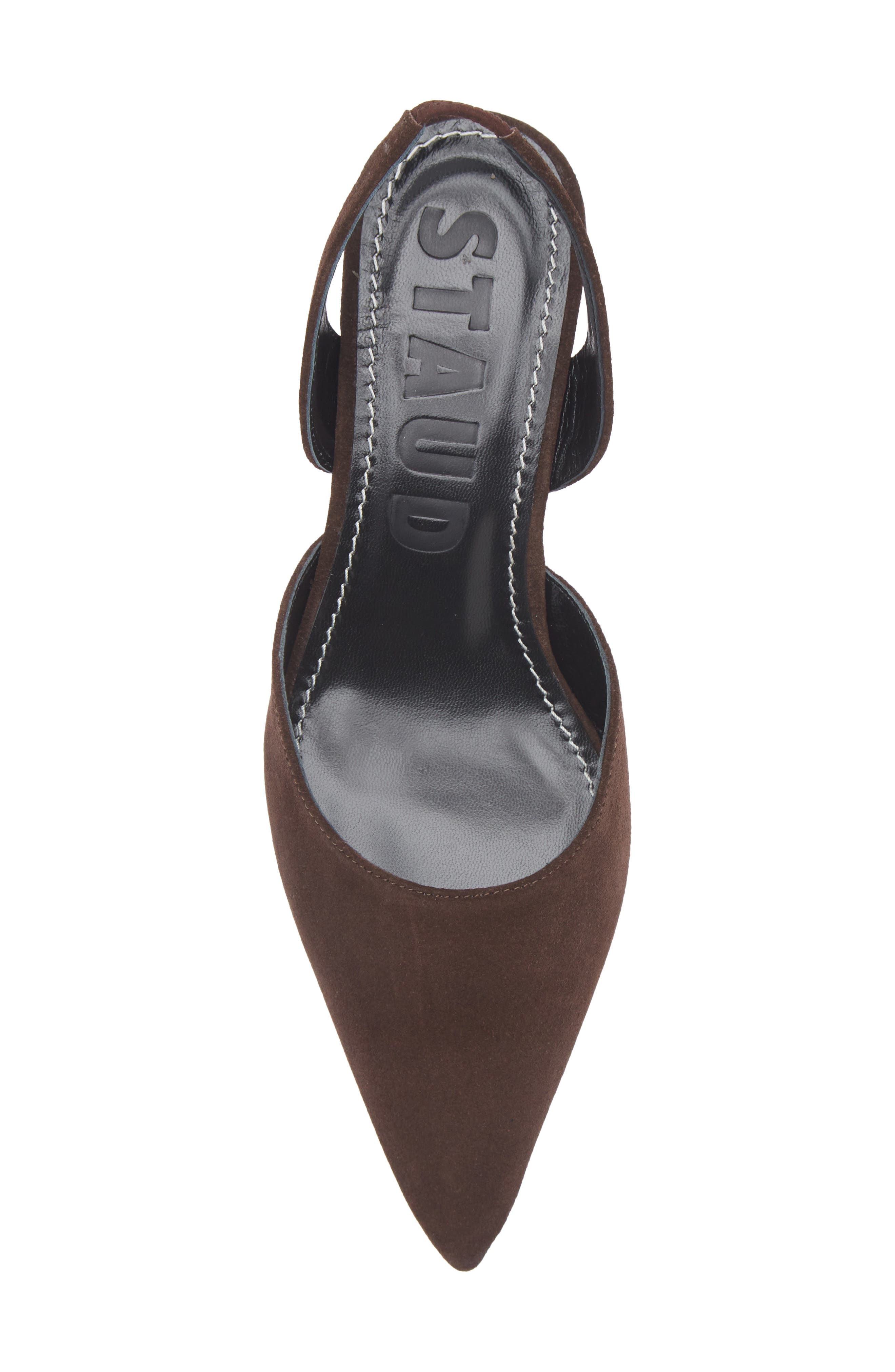 STAUD Sebastian Slingback Pointed Toe Kitten Heel Pump, Alternate, color, Espresso