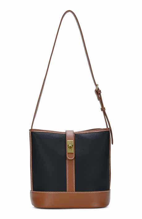 Two Tone Faux Leather Bucket Bag