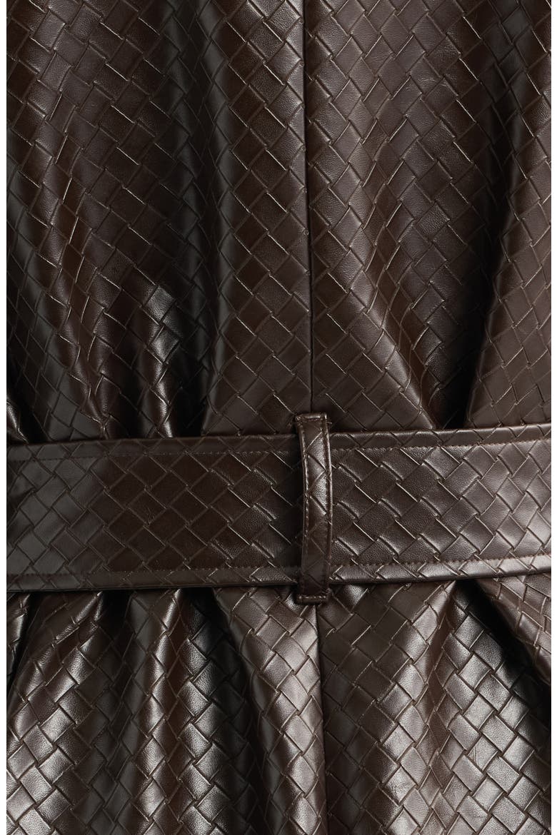 Embossed Faux Leather Trench Coat, Alternate, color, ESPRESSO