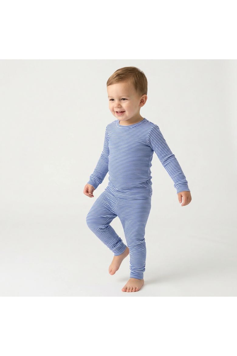 Long Sleeve and Pajama Set, Alternate, color, Cobalt Stripe
