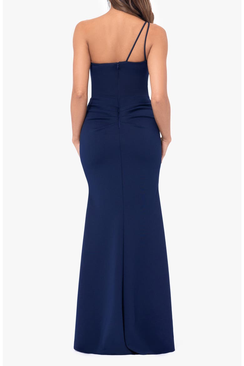 Ruffle One-Shoulder Scuba Knit Gown, Alternate, color, MIDNIGHT