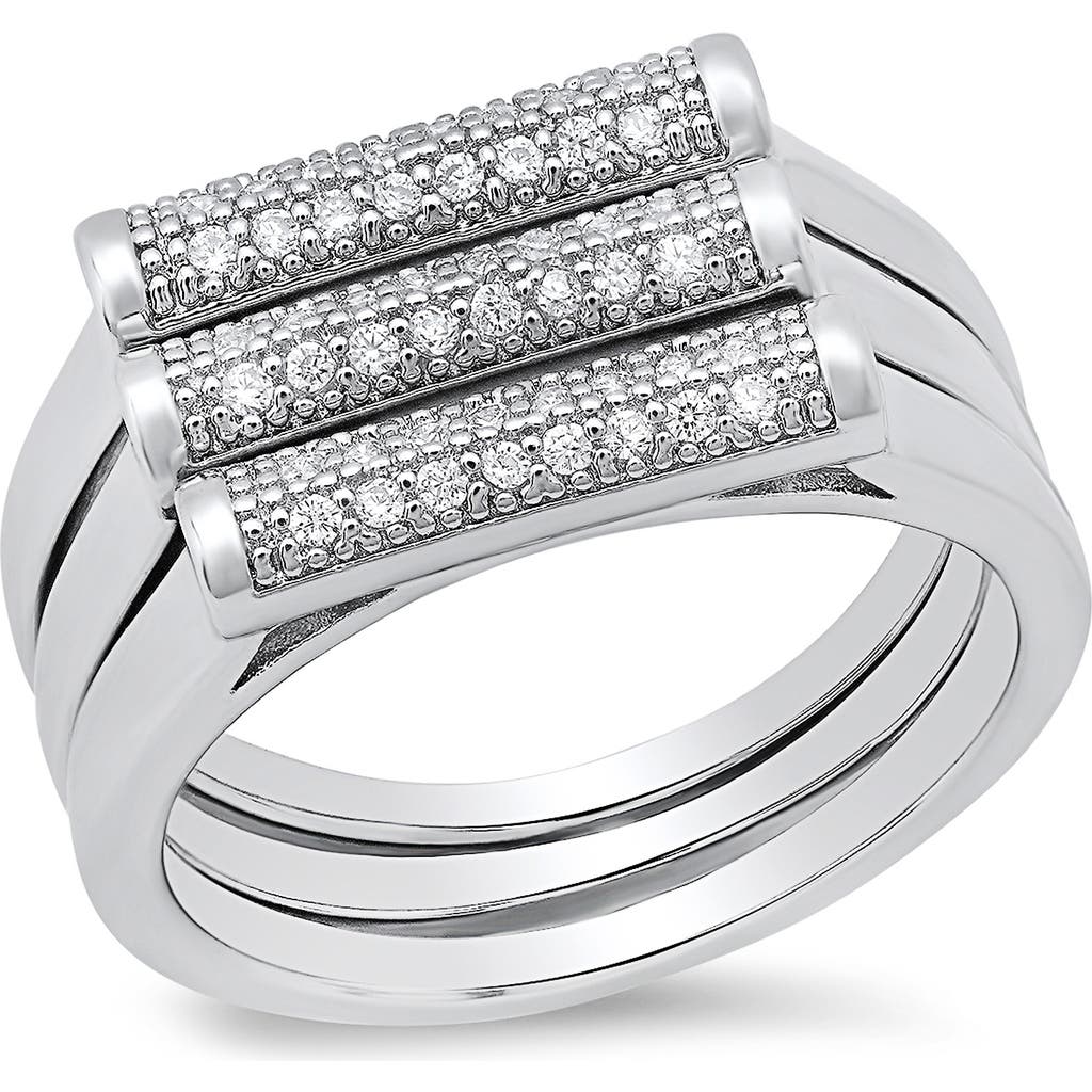 Hmy Jewelry Simulated Diamond Ring In Silver