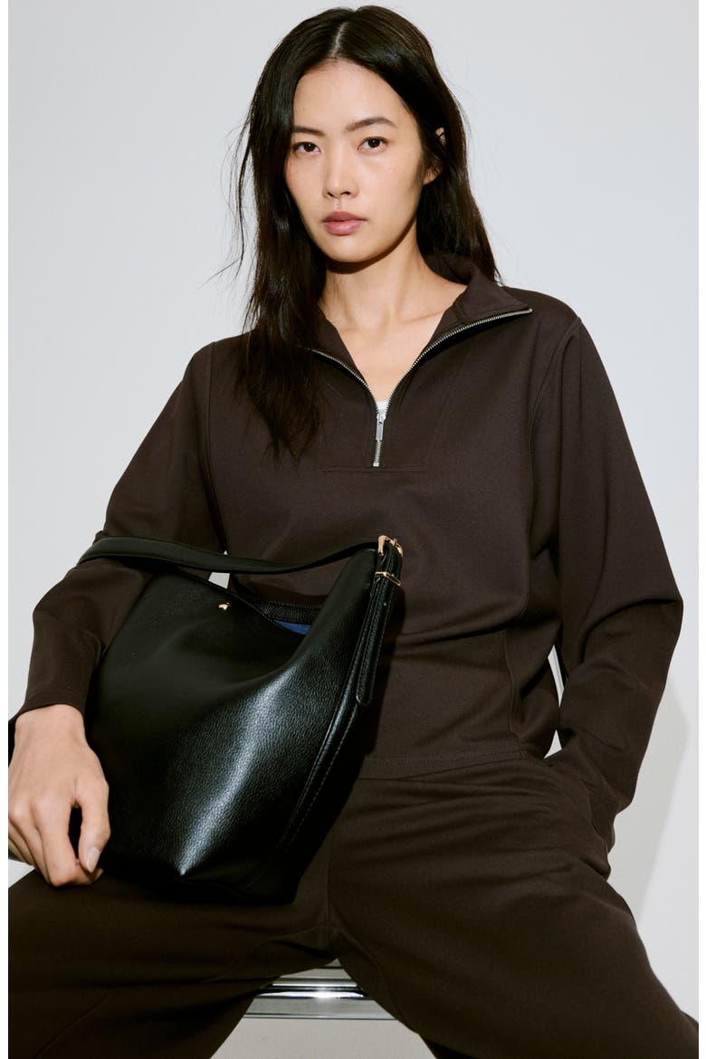 Half Zip Sweatshirt, Alternate, color, BROWN