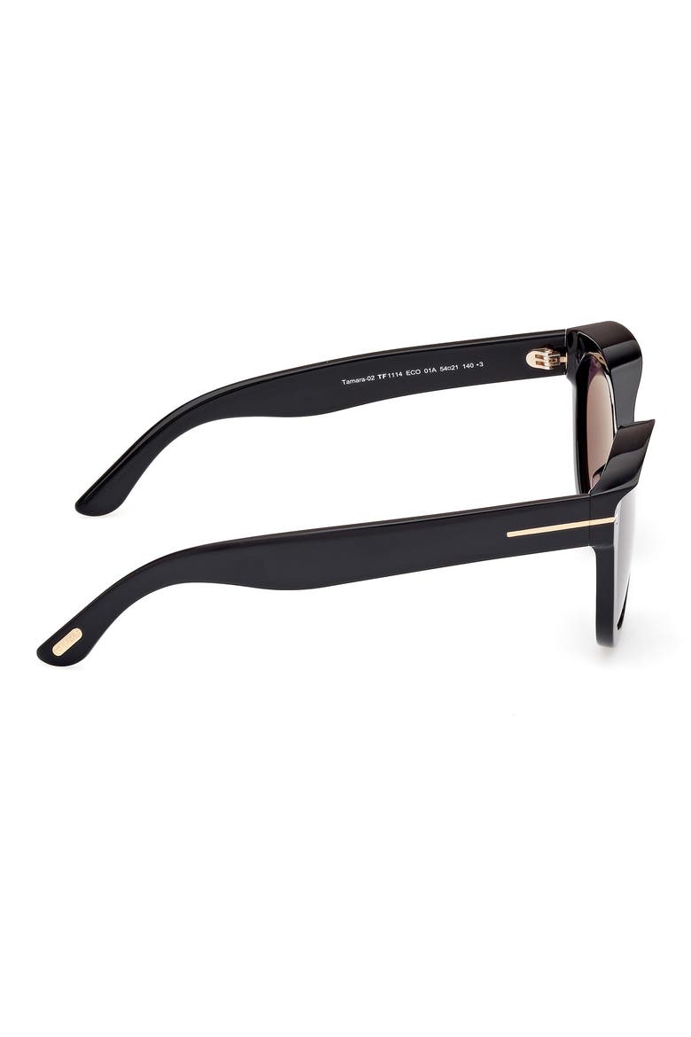 Tamara 54mm Round Sunglasses, Alternate, color, SHINY BLACK / SMOKE