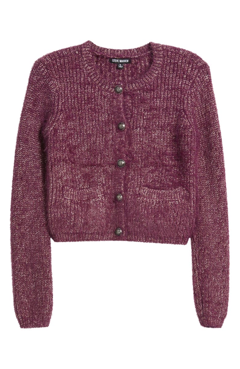 Steve Madden Maribelle Fuzzy Cardigan, Alternate, color, Aubergine