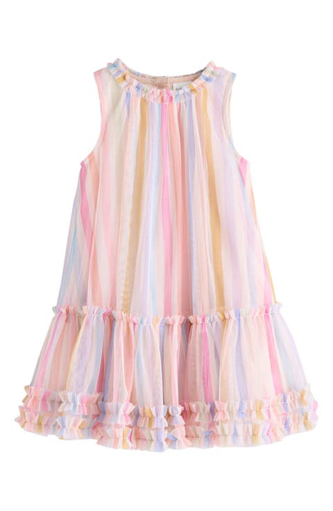 Kids' Mesh Rainbow Stripe Dress (Baby, Toddler & Little Kid)