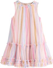NEXT Kids' Mesh Rainbow Stripe Dress
