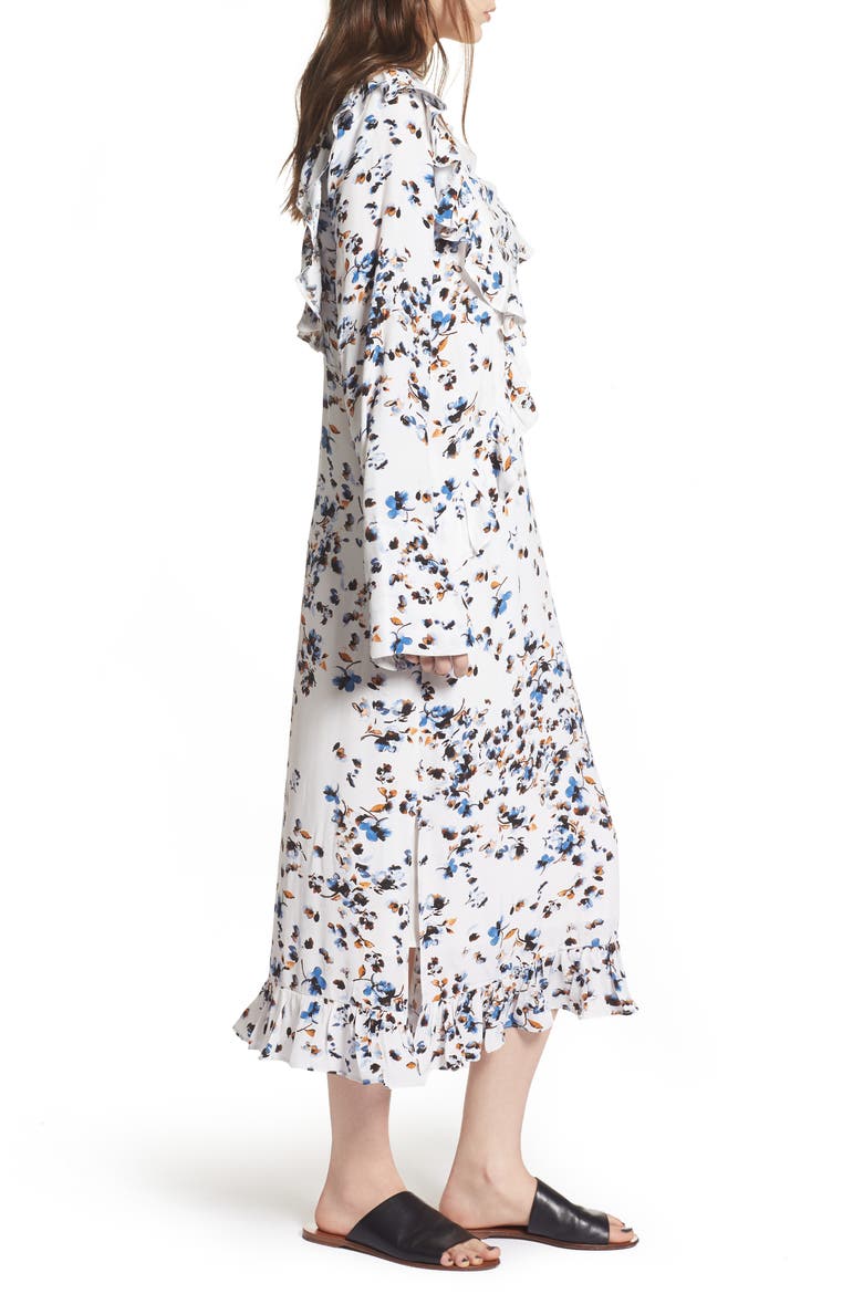 Print Ruffle Maxi Dress, Alternate, color, WHITE SCATTERED FLORAL
