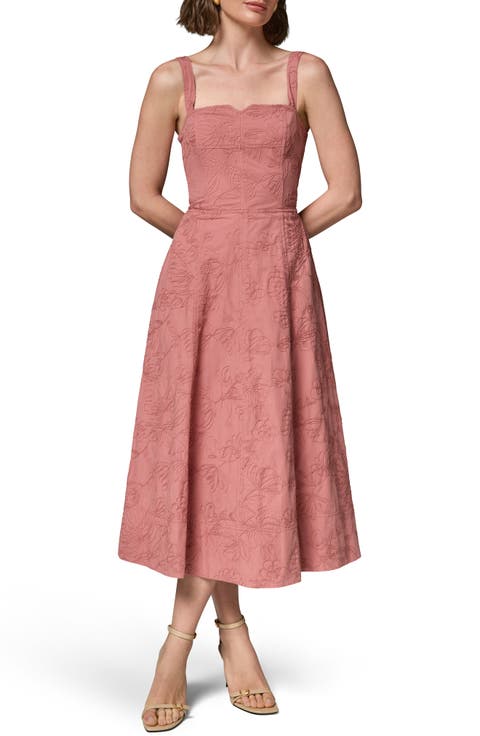 Embroidered Sleeveless Midi Dress