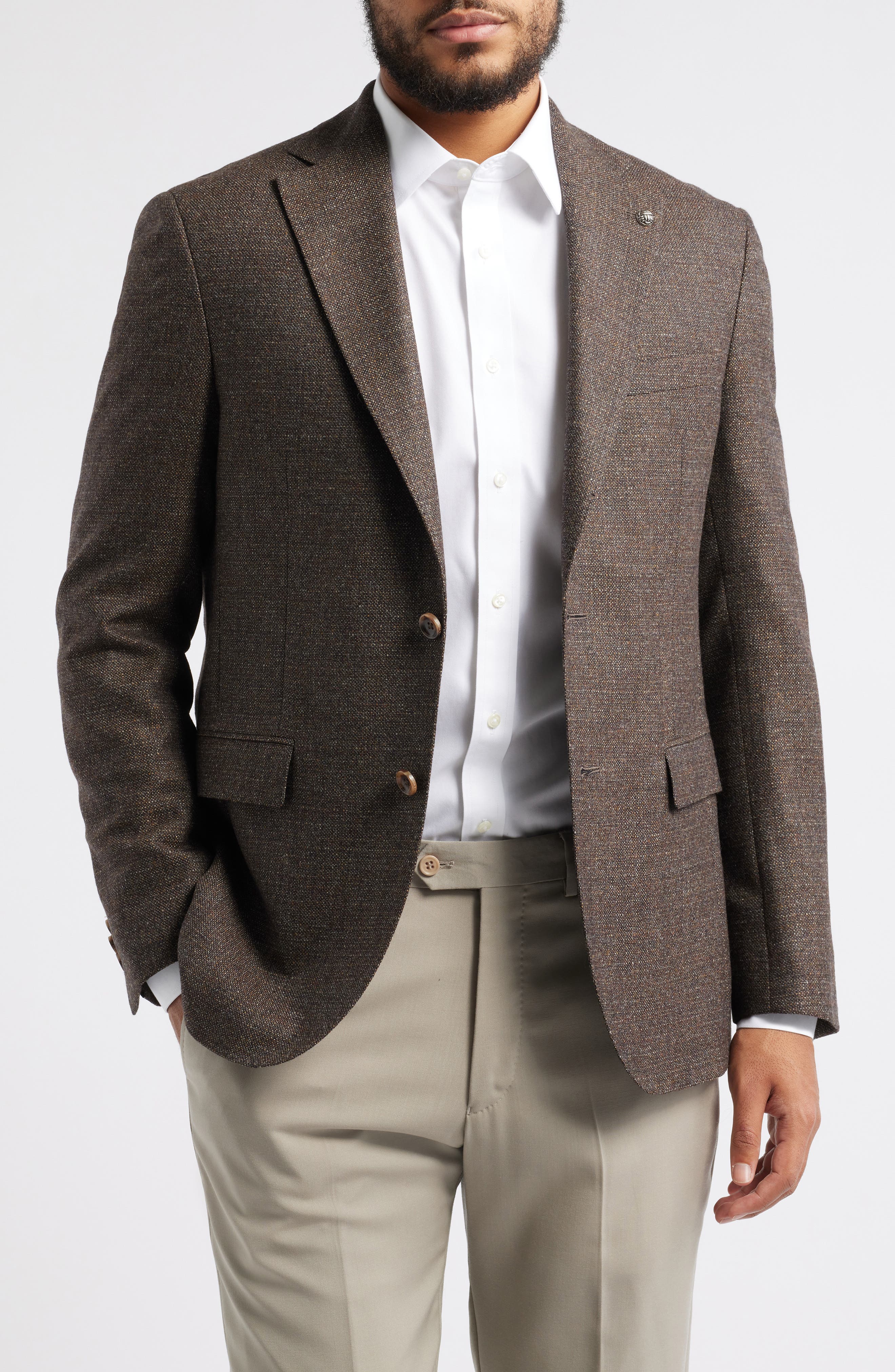 Jack Victor Midland Textured Wool Sport Coat in Brown 