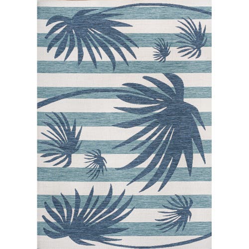 Jonathan Y Veronica Classic Beach Stripe And Palm Leaf Indoor/outdoor Area Rug