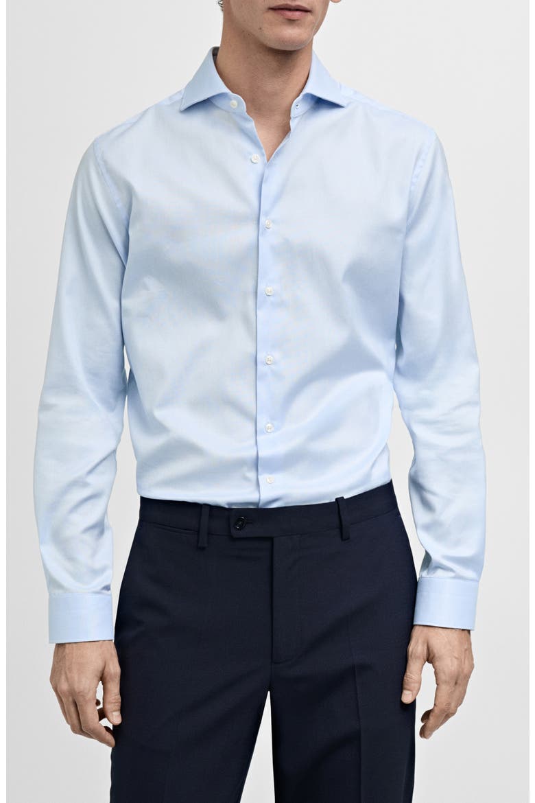 Slim Fit Cotton Poplin Suit Button-Up Shirt, Main, color, SKY BLUE