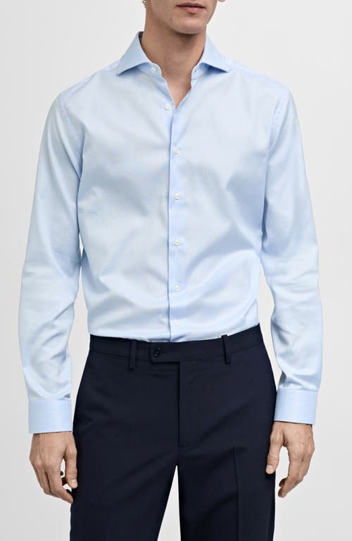 Mango Slim Fit Cotton Poplin Suit Button-up Shirt In Sky Blue