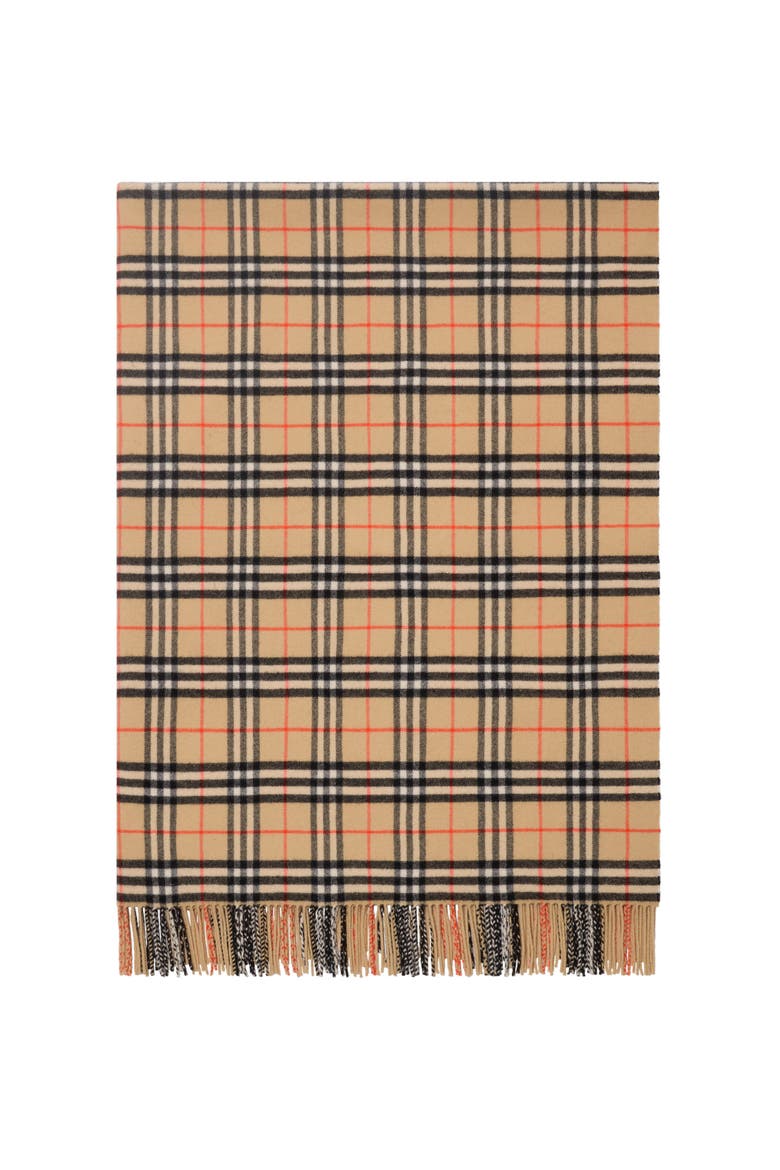 Check Wool Cashmere Blanket, Main, color, Sand beige