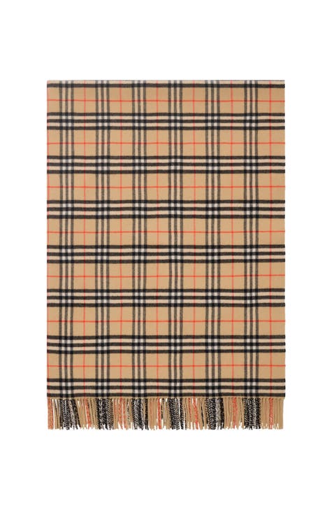 Check Wool Cashmere Blanket