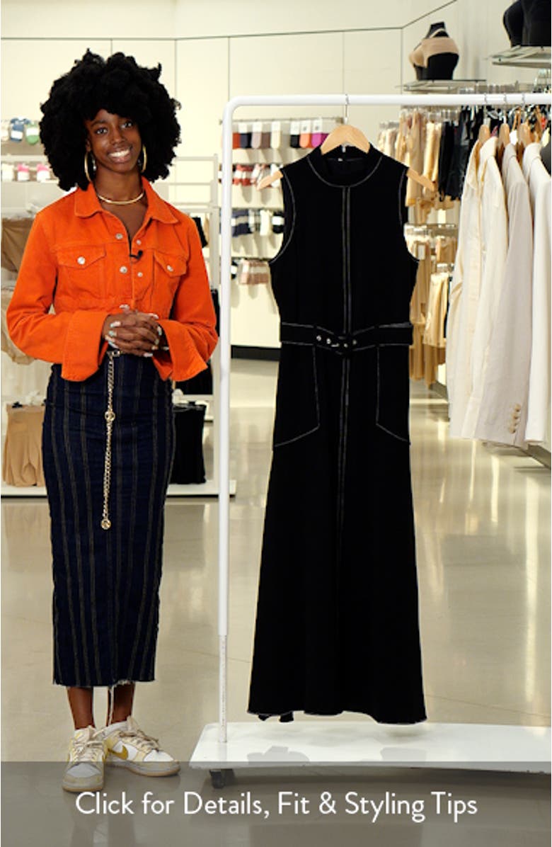 Topstitched Mock Neck Midi Dress