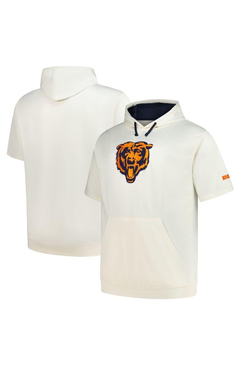 PROFILE Men's Profile Oatmeal Chicago Bears Big & Tall Chest Print and Logo Short Sleeve Pullover Hoodie, Main, color, 