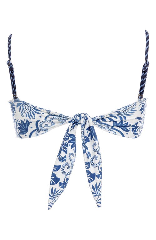 Agua Bendita Lace Batik Ring Bikini Top In Blue