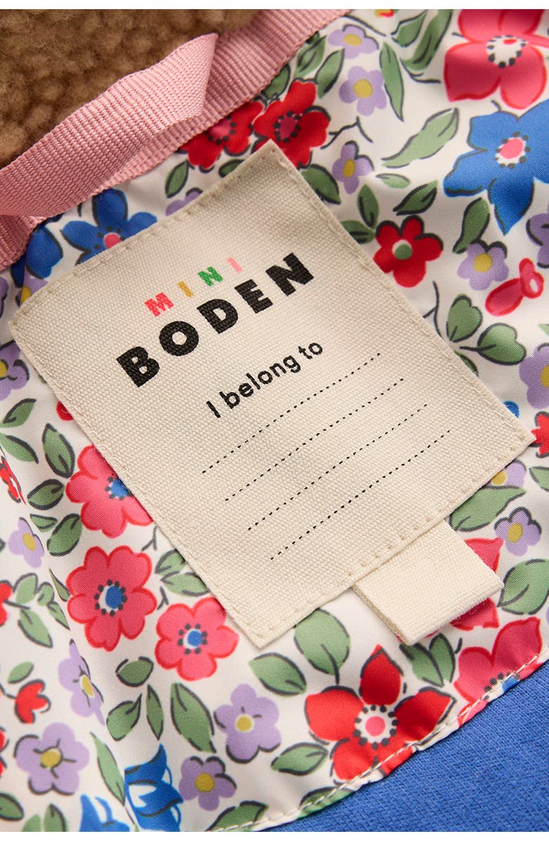 Mini Boden Kids' Mixed Print Onion Quilted Longline Coat, Alternate, color, Rose Pink Flowerbed