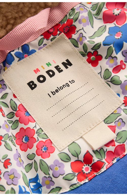 Mini Boden Kids' Mixed Print Onion Quilted Longline Coat In Pink