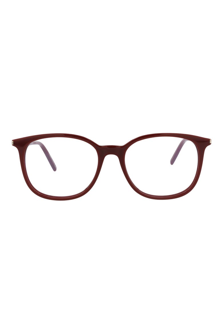 52mm Round Optical Glasses, Main, color, BURGUNDY BURGUNDY TRANSPARENT