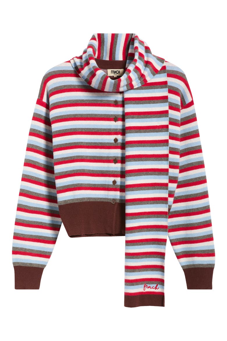 Shibuya Striped Cardigan, Alternate, color, ROUGE