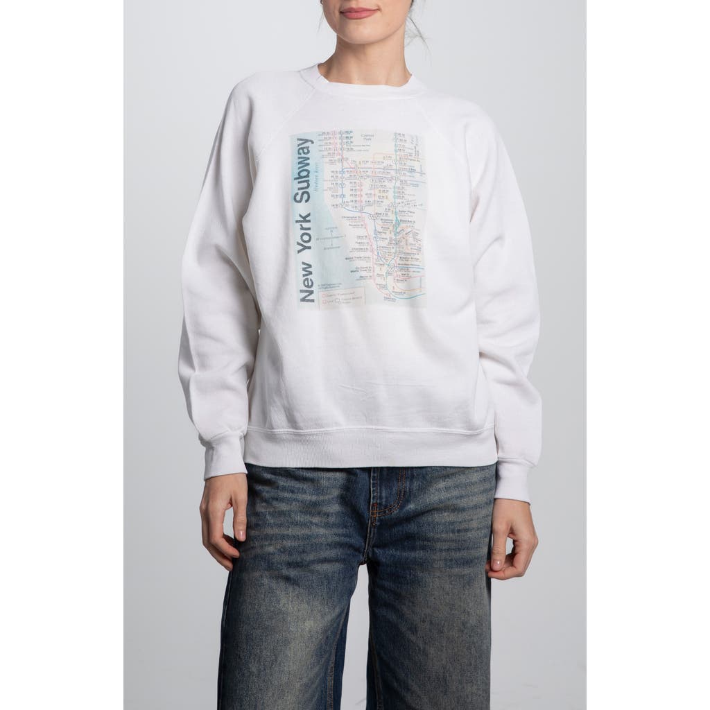 Elwood Vintage Map Of Ny Sweatshirt In White