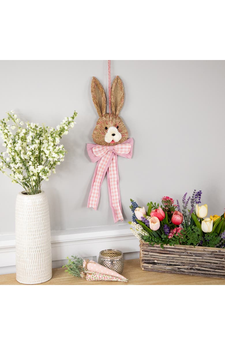 Northlight Easter Bunny with Bow Hanging Wall Decoration - 21", Alternate, color, Brown
