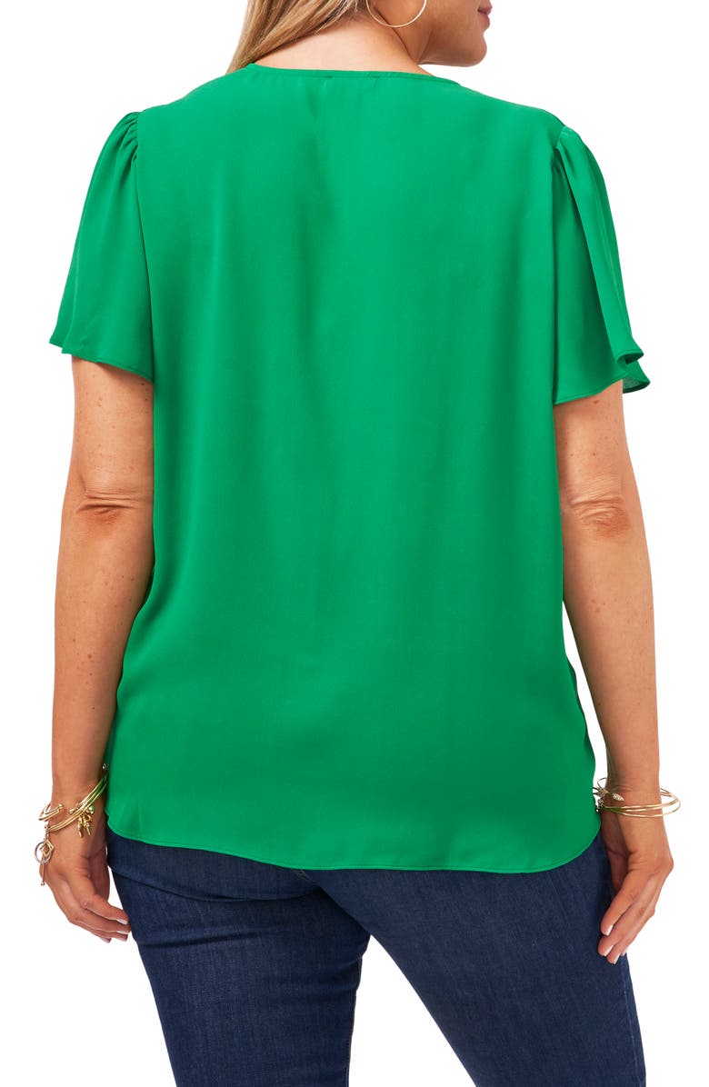 Vince Camuto Flutter Sleeve Rumple Satin Blouse, Alternate, color, 