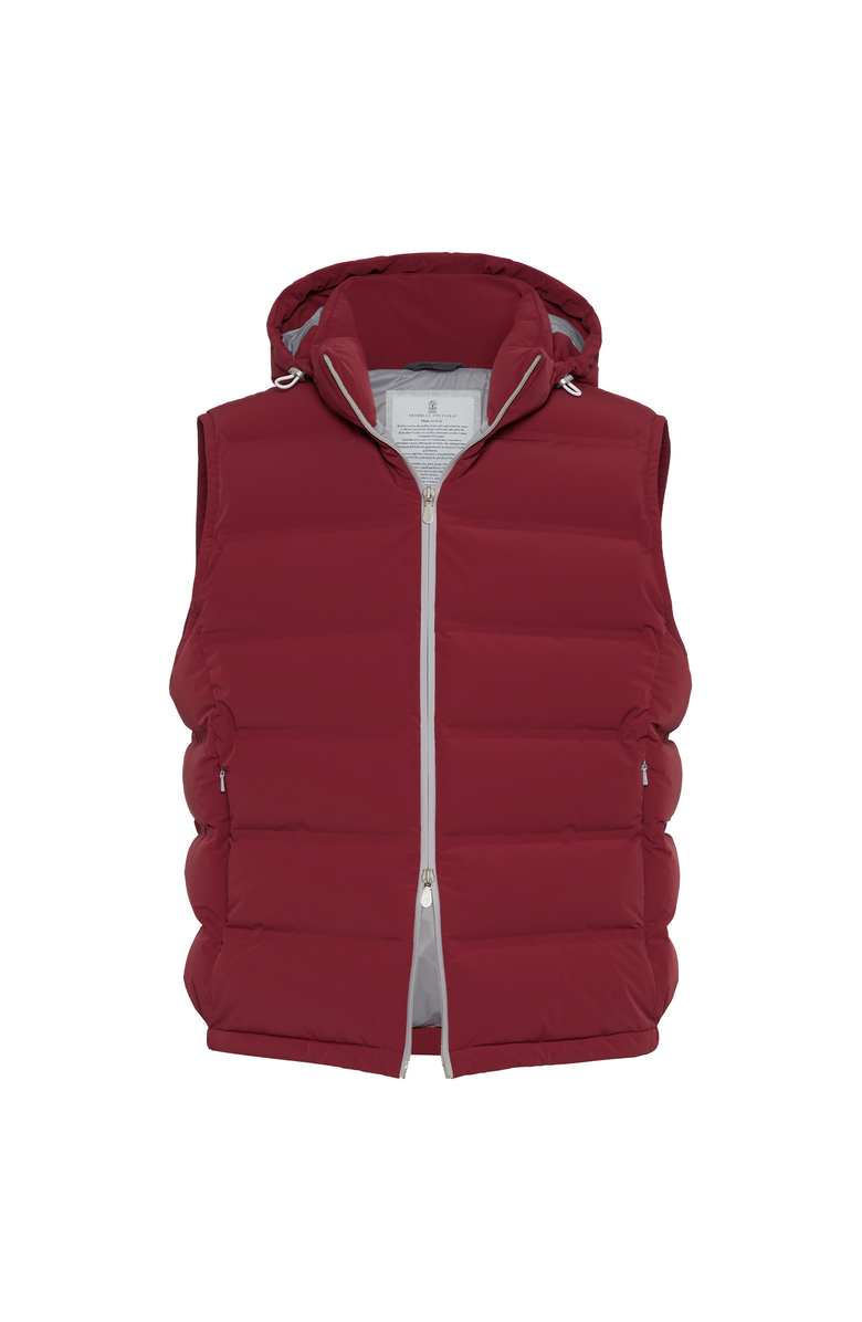 Brunello Cucinelli Taffeta down vest, Main, color, Purple-Red