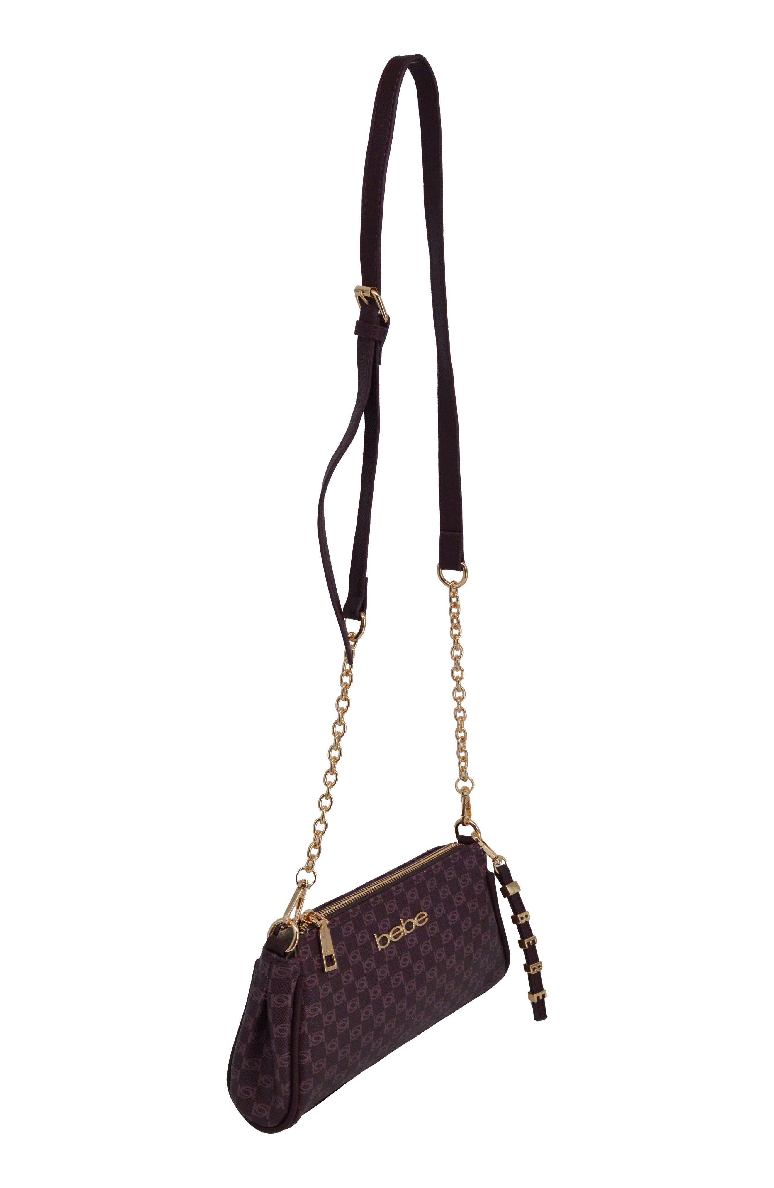 Adela Monogram Crossbody Baguette with Wallet, Alternate, color, BURGUNDY