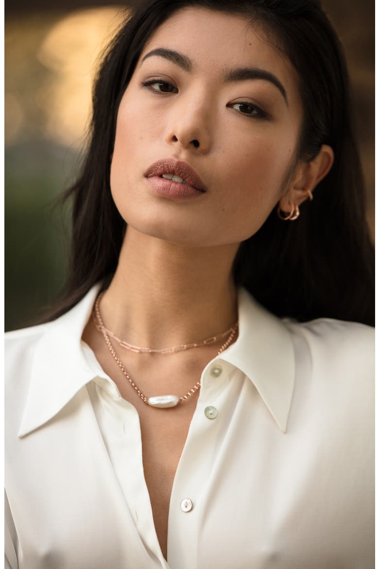 Alta Textured Chain Link Necklace, Alternate, color, ROSE GOLD