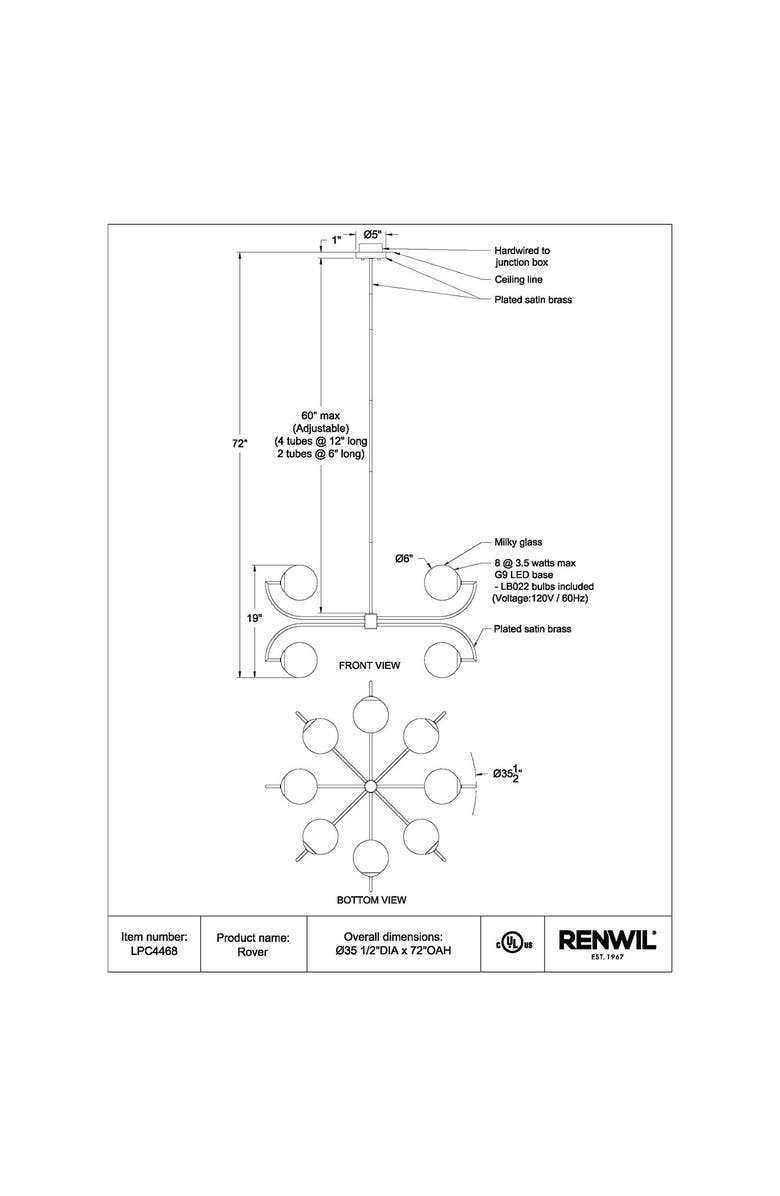 Renwil Rover Ceiling Light Fixture, Alternate, color,