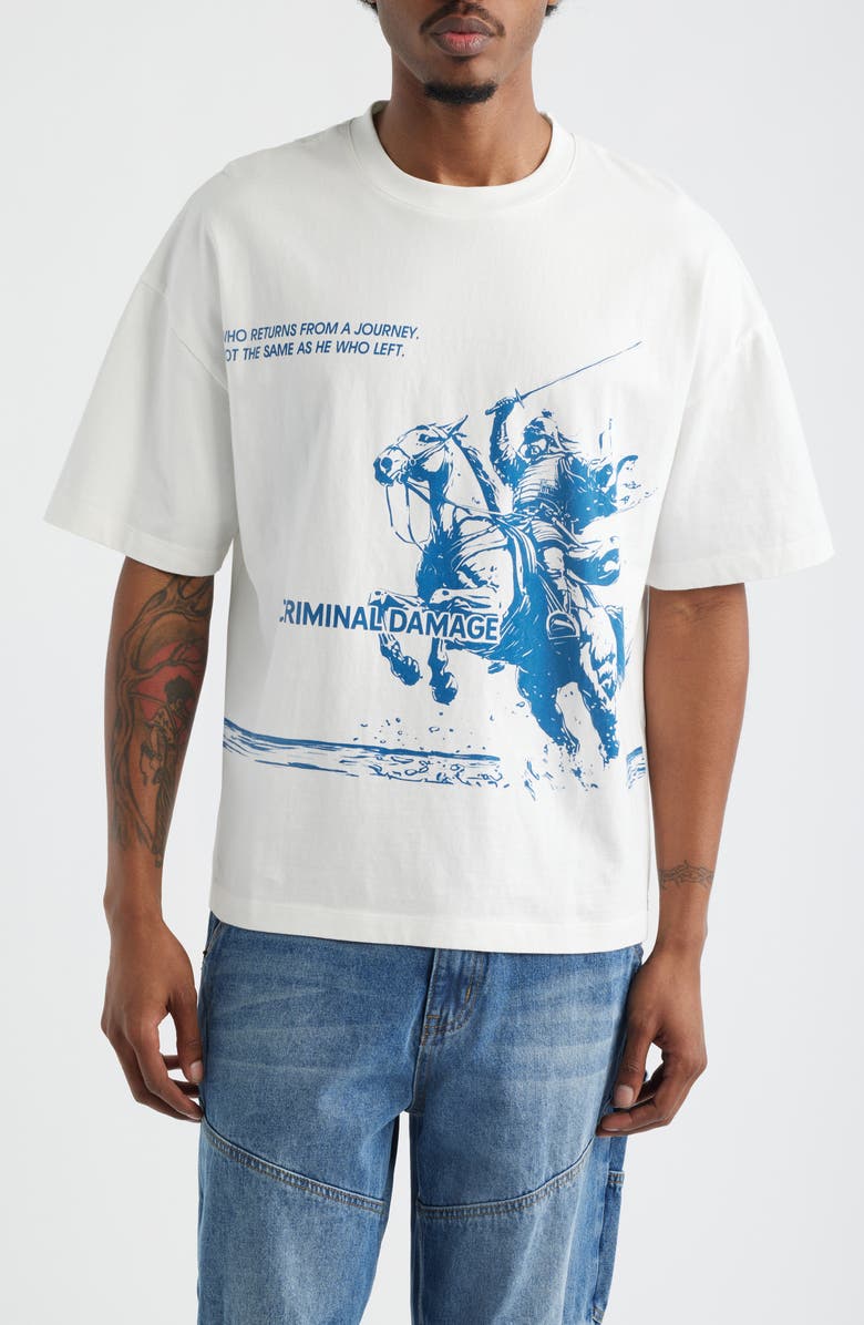 CRIMINAL DAMAGE Samurai Graphic T-Shirt, Main, color, Off-White/ Blue