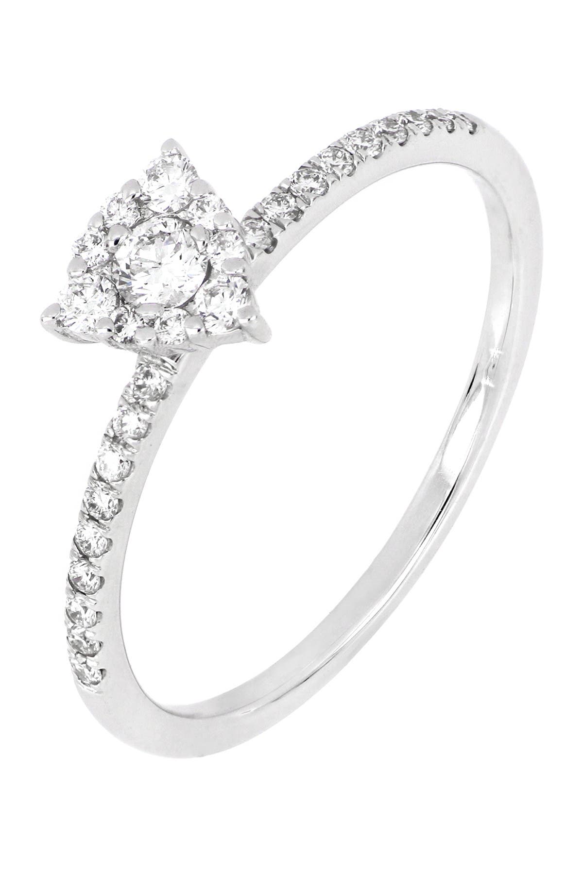 Mika 18K White Gold Pave Diamond Triangle Ring - 0.21 ctw - Size 7 ...
