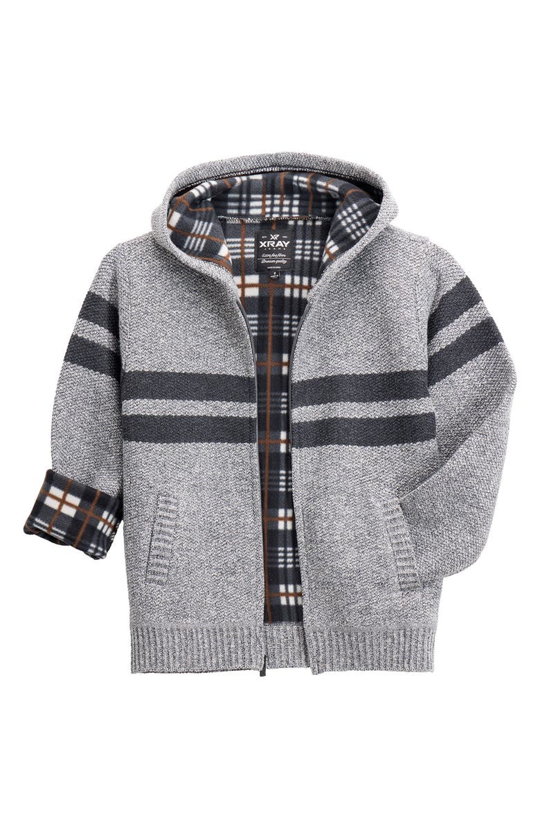 XRAY Kids' Stripe Full Zip Hoodie, Alternate, color, Heather Grey/Charcoal