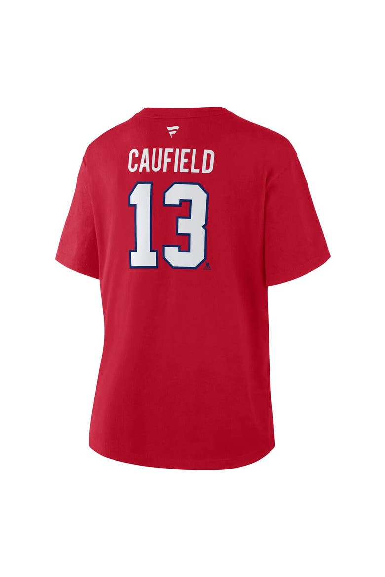 Women's Fanatics Cole Caufield Red Montreal Canadiens Authentic Stack Name & Number T-Shirt, Alternate, color, Red