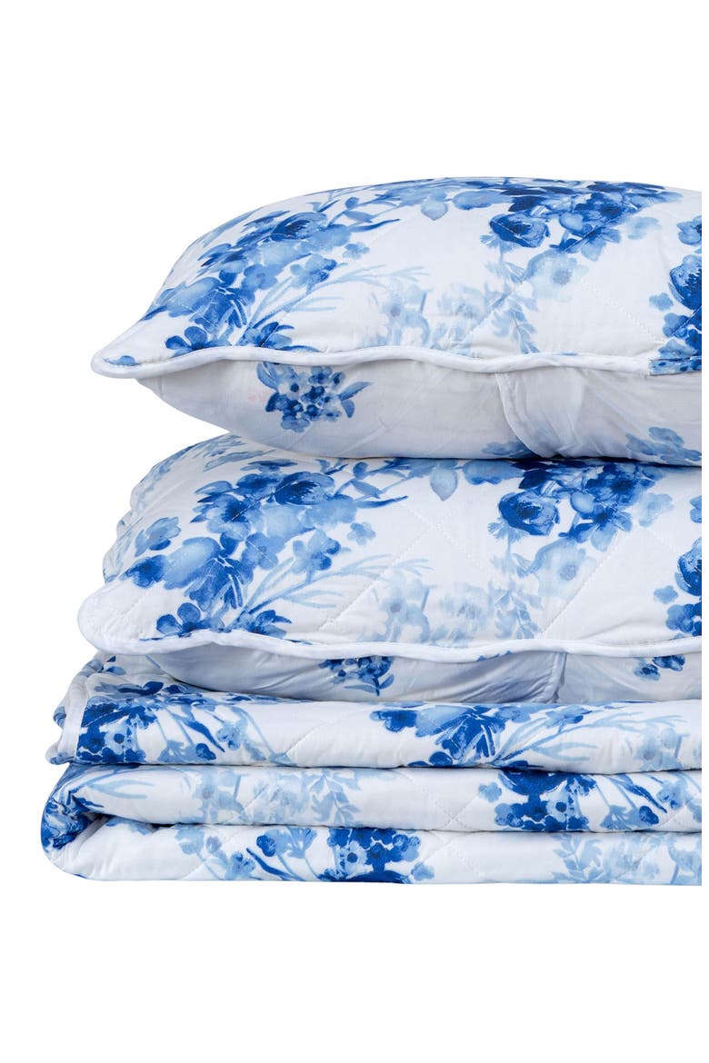 Watercolor Floral Reversible Microfiber Quilt Set, Main, color, FLORAL BURST