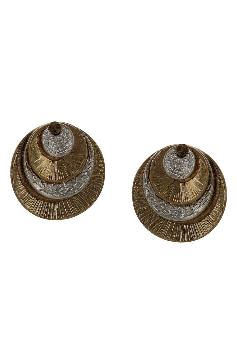 OLIVIA WELLES Dani Disc Drop Earrings, Main, color, Worn Gold / Silver
