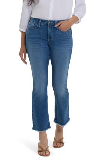 Nydj Barbara Frayed Ankle Bootcut Jeans In Blue