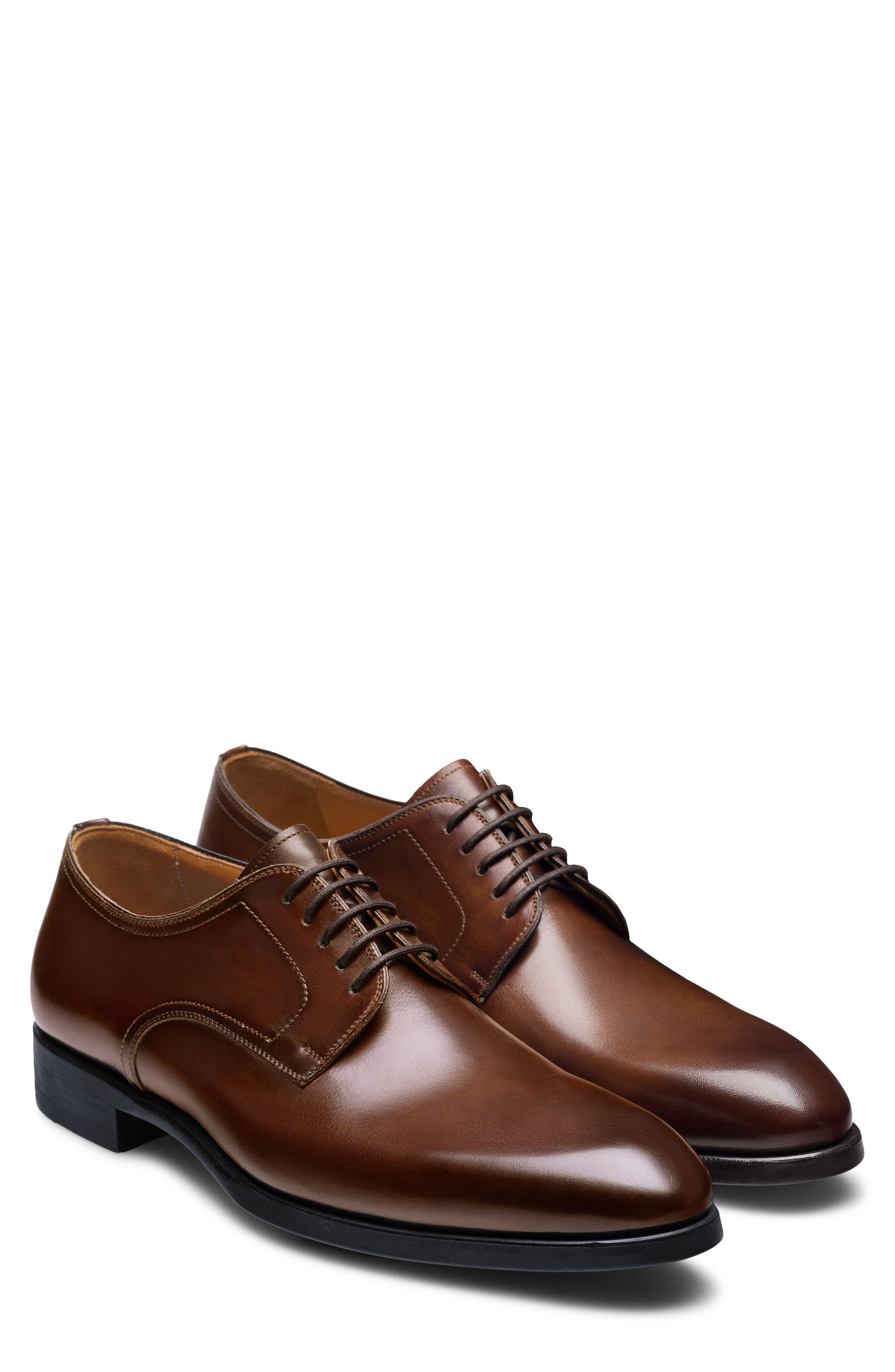 Magnanni Melo Plain Toe Derby, Main, color, Tabaco