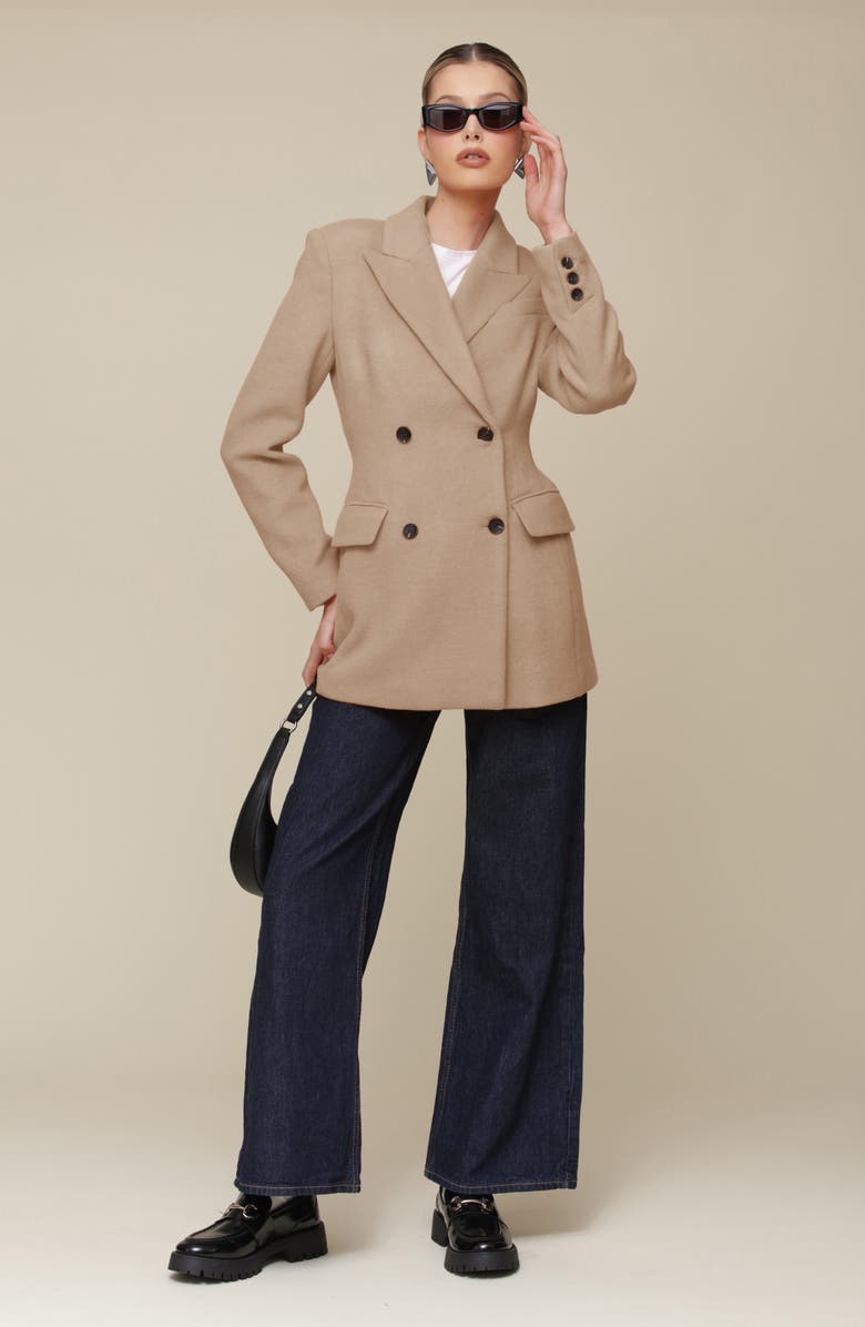 Avec Les Filles Hourglass Blazer Coat, Alternate, color, Camel