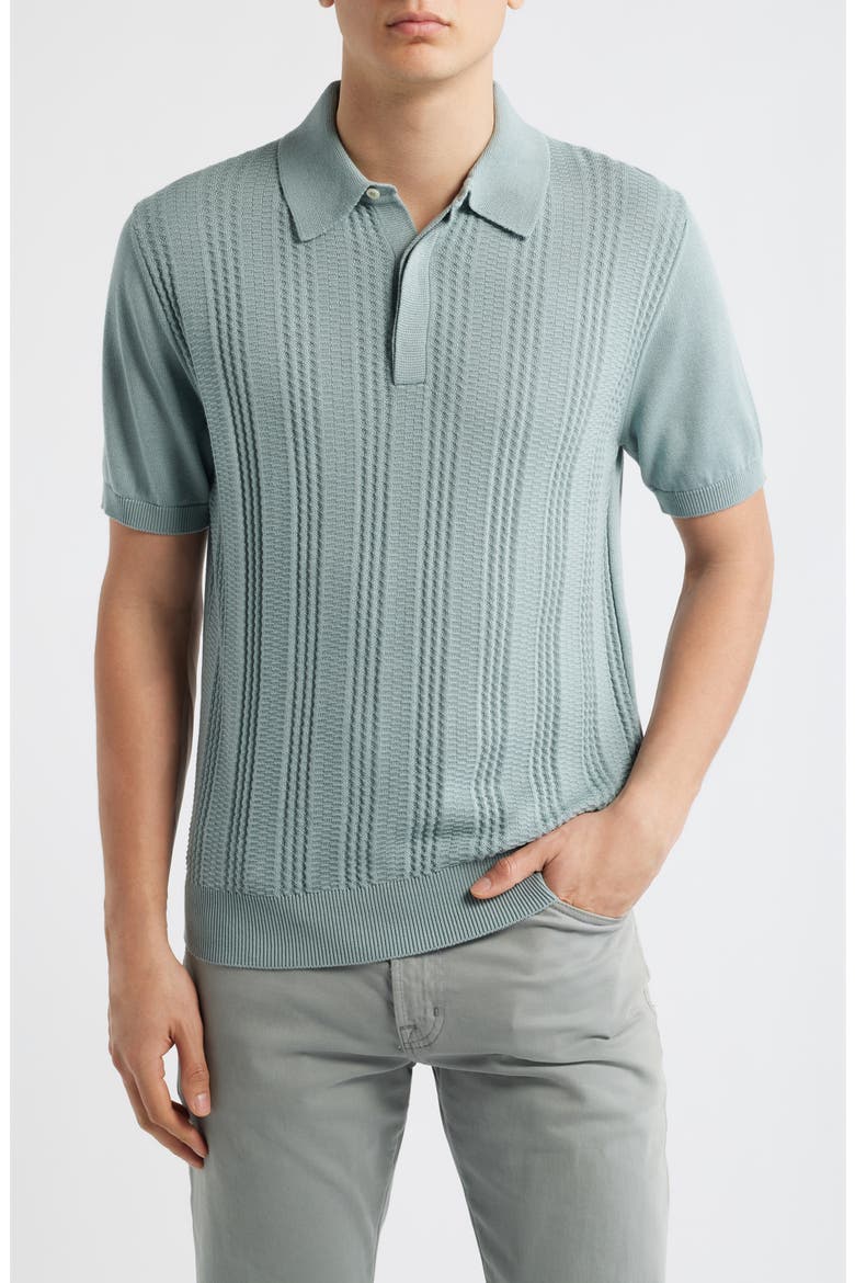 Ribbed Cotton Blend Polo Sweater, Main, color, GREEN