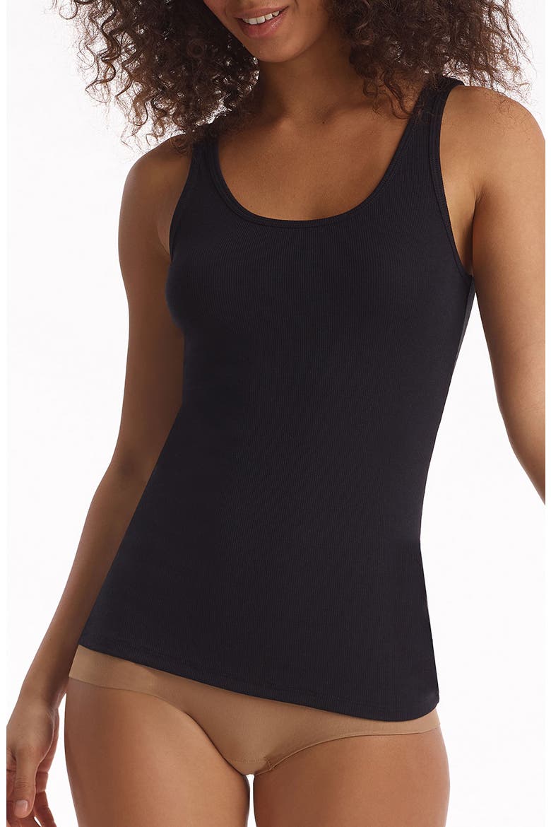 Luxury Rib Scoop Tank, Main, color, BLACK